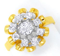 Foto 1 - Handarbeits-Diamantring-Gelbgold-Weißgold, S6437