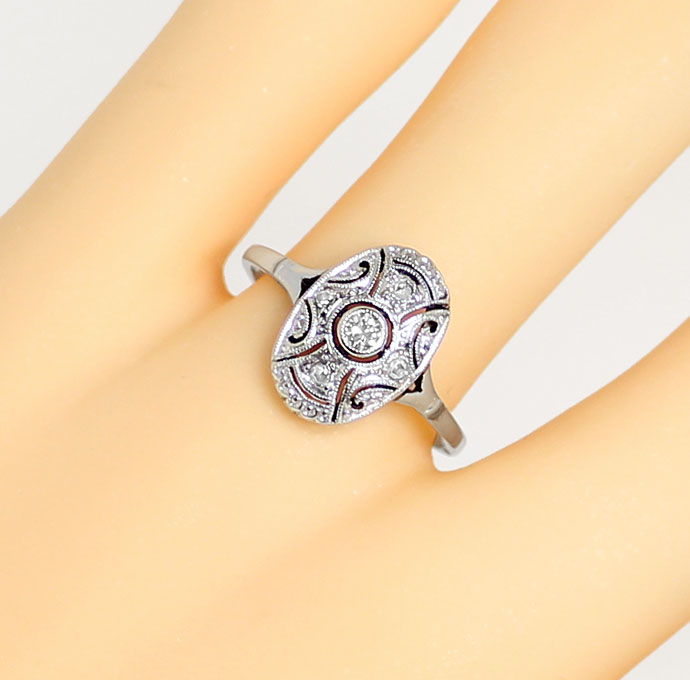Foto 5 - Antiker Ring Art Deco mit Diamanten in Weißgold-Platin, S9434